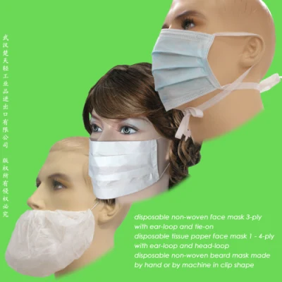 Больничная безопасность/защитная 3-слойная ушная петля/бумага/борода/лаборатория/доктор/изоляция/медицинская одноразовая нетканая ткань из полипропилена 3-слойная хирургическая маска для лица с эластичной ушной петлей/галстуком