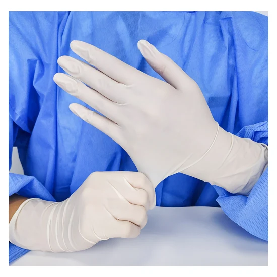 Устранимые медицинские перчатки рассмотрения латекса напудрили резиновый хирургический стерильный порошок свободно