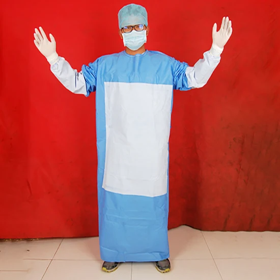 Высококачественный усиленный хирургический халат, удобный в ношении, стерилизован оксидом этилена, CE.
