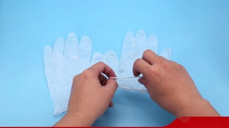 Стандартные неопудренные одноразовые перчатки промышленного класса, перчатки из ПВХ с синими пальцами